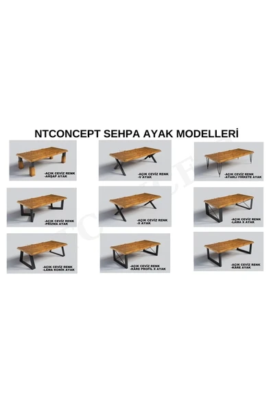 NT Concept Ntconcept Doi X Ayak Masif Ahşap Sehpa(75cm-120cm-h44cm) - 5