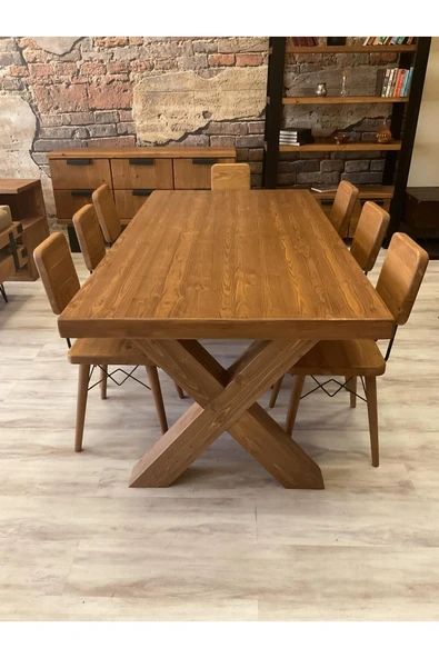 NTCollection NTConcept Doğal Ahşap Masif Toscana Yemek Masa Takımı - 4