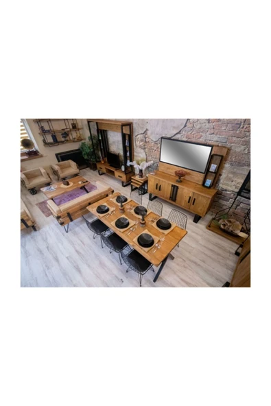 NT Concept Ntconcept Masif Ağaç Yemek Masası Takımı- 85cm-125cm Masa+4 Adet Sandalye - Resim 5