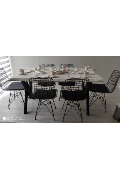 NT Concept Ntconcept Doğal Ağaç Mutfak Masası(85cm-125cm Masa+4 Sandalye)