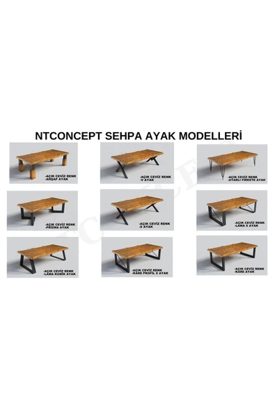 NT Concept Doi X Ayak Masif Ahşap Sehpa 75 cm-180 cm h44 cm - 5