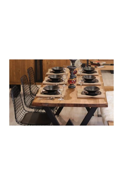 NT Concept Ntconcept Masif Ağaç Yemek Masası Takımı- 85cm-125cm Masa+125cm Bank+4 Adet Sandalye ürün görseli 1