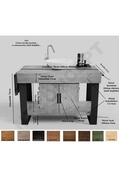 NT Concept Ntconcept Miha Masif Ahşap Lavabo Dolabı Hilton(130cm) - 2