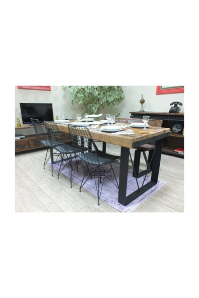 NT Concept Ntconcept Masif Ağaç Yemek Masası - 100cm-200cm Masa - 8