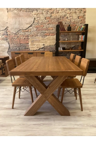 NTCollection NTConcept Doğal Ahşap Masif Toscana Yemek Masa Takımı - 2