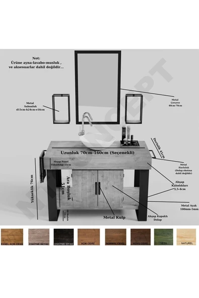 NT Concept Ntconcept Arwen Ayna Çerçeveli Masif Ahşap Lavabo Dolabı Hilton(90cm) - 4