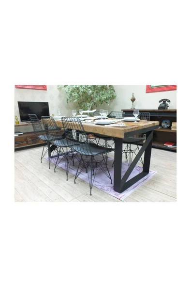 NT Concept Ntconcept Masif Ağaç Yemek Masası - 100cm-200cm Masa - 3