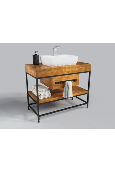 NT Concept Lia Masif Ahşap Lavabo Dolabı Hilton