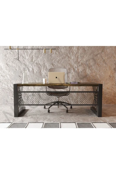 NT Concept Alfa Eskitme Siyah Renk Masif Ahşap Ofis Ve Çalışma Masası(85cm-140cm) ürün görseli 1