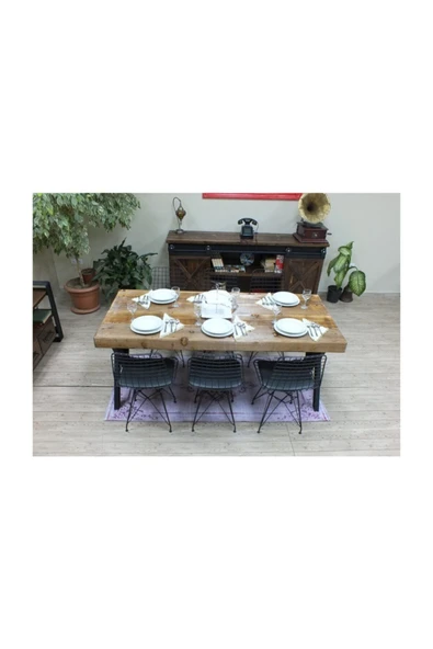 NT Concept Ntconcept Masif Ağaç Yemek Masası - 85cm-125cm Masa - 4