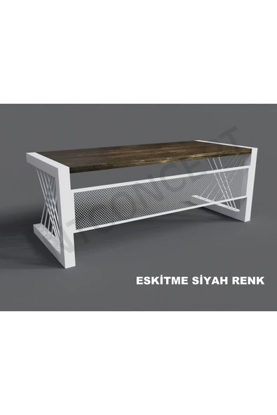 NT Concept Alfa Eskitme Siyah Renk Masif Ahşap Ofis Ve Çalışma Masası(85cm-160cm) - Resim 2