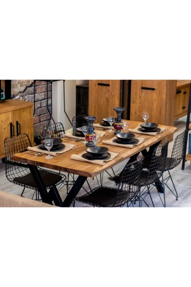 NT Concept Ntconcept Masif Ağaç Yemek Masası Takımı- (60cm-120cm Masa +4 Adet Sandalye)