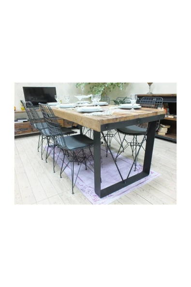 NT Concept Ntconcept Masif Ağaç Yemek Masası - 100cm-200cm Masa - 6