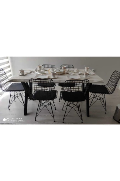 NT Concept Ntconcept Doğal Ağaç Mutfak Masası(85cm-150cm Masa+6 Sandalye)