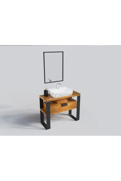NT Concept Ntconcept Mina Ayna Çerçeveli Masif Ahşap Lavabo Dolabı Hilton(110cm) - 3