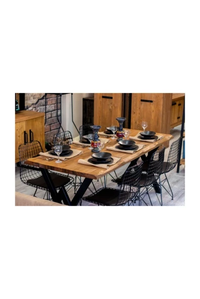 NT Concept Ntconcept Masif Ağaç Yemek Masası Takımı- 85cm-125cm Masa+4 Adet Sandalye