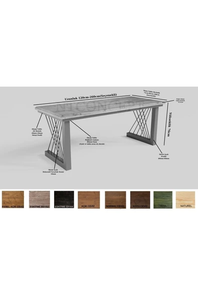 NT Concept Ntconcept Tron Masif Ağaç Ofis Ve Çalışma Masası(85-180cm) - Resim 3
