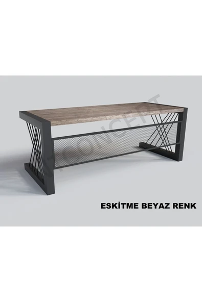 NT Concept Alfa Eskitme Beyaz Renk Masif Ahşap Ofis Ve Çalışma Masası(85cm-180cm) - Resim 2