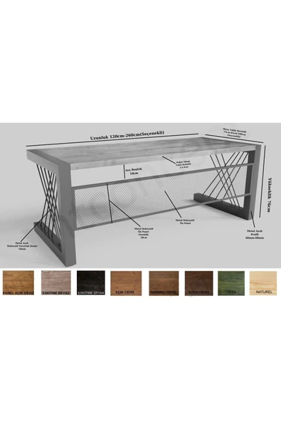 NT Concept Ntconcept Alfa Açık Ceviz Renk Masif Ahşap Ofis Ve Çalışma Masası(85cm-180cm) - 2