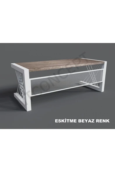 NT Concept Ntconcept Alfa Eskitme Beyaz Renk Masif Ahşap Ofis Ve Çalışma Masası(85cm-160cm) - Resim 2