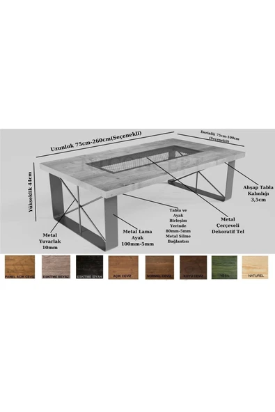 NT Concept Ntconcept Rona Masif Ahşap Sehpa(75cm-100cm-h44cm) - 3
