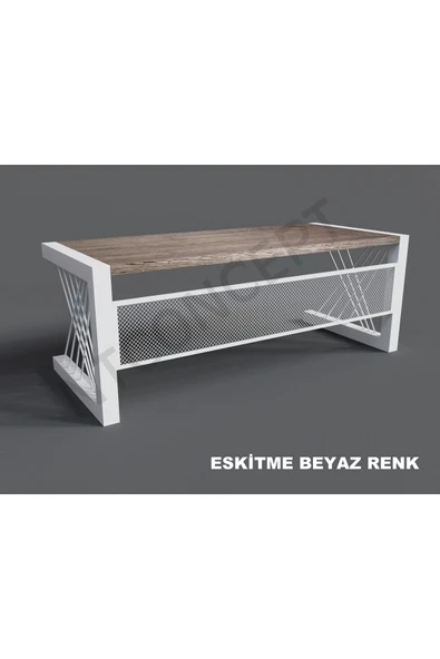NT Concept Alfa Eskitme Beyaz Renk Masif Ahşap Ofis Ve Çalışma Masası(85cm-180cm) - Resim 2