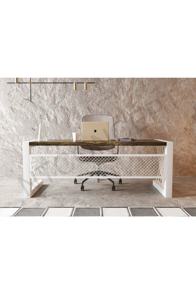 NT Concept Alfa Eskitme Siyah Renk Masif Ahşap Ofis Ve Çalışma Masası(85cm-200cm)