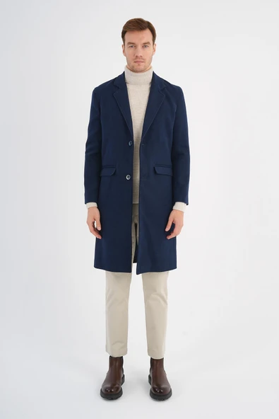 Nordic Lacivert Erkek Kaşe Kaban - 2