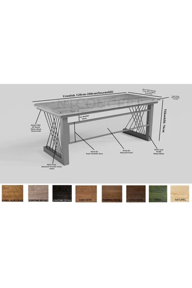 NT Concept Ntconcept İnox Doğal Ahşap Ofis ve Çalışma Odası Takımı-140'lık Takım - Resim 5