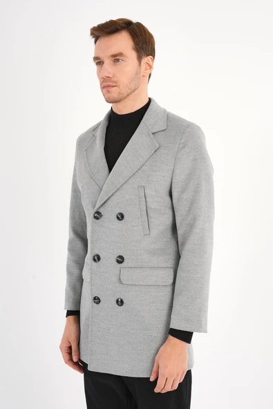 Regal Gri Kruvaze Erkek Kaban - 4