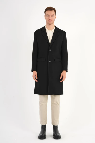 Nordic Siyah Erkek Kaşe Kaban - 3