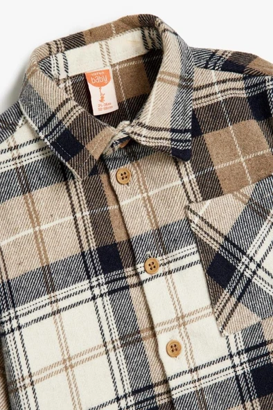 Koton Erkek Bebek Cep Detaylı Uzun Kollu Ekoseli Oduncu Gömlek - 3