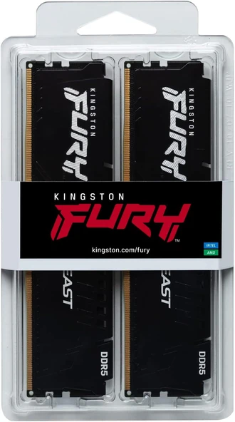 Kingston FURY Beast 32GB (2x16GB) 5600MT/s DDR5 CL40 DIMM Masaüstü Oyun Bellek Kiti 2 - KF556C40BBK2-32