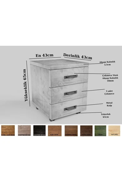 NT Concept Ntconcept Venüs Doğal Ahşap Ofis ve Çalışma Odası-220'lik Takım - Resim 3