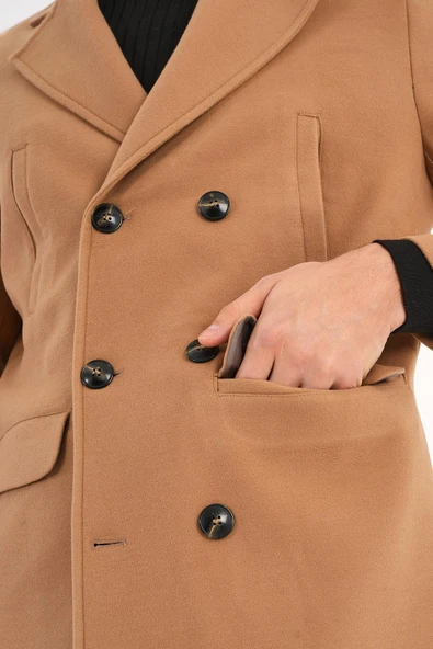 Regal Camel Kruvaze Erkek Kaban - 4