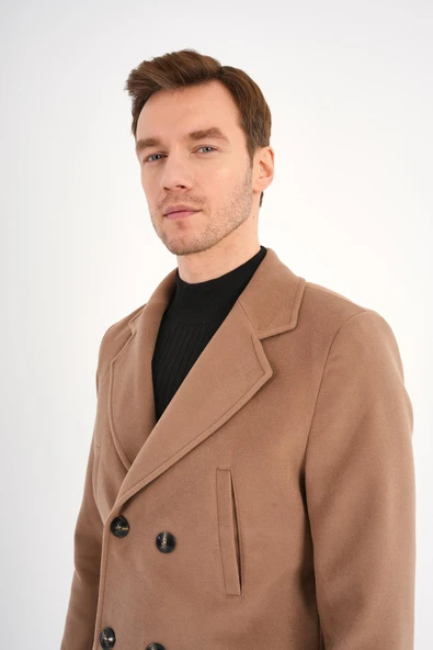 Regal Bej Kruvaze Erkek Kaban - 5