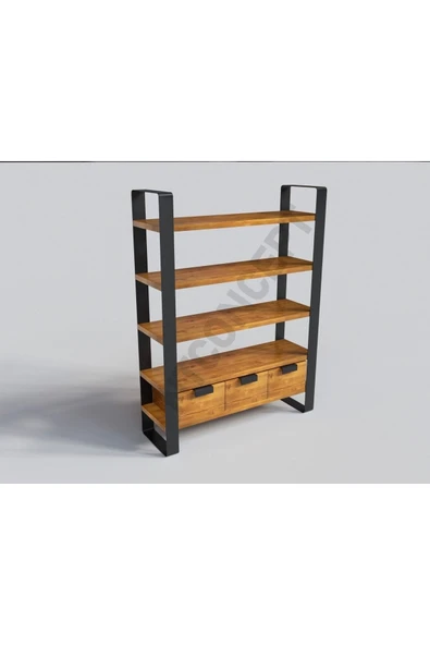 NT Concept Masif Ağaç Kitaplık-Vitrin(en 140cm) - Resim 3