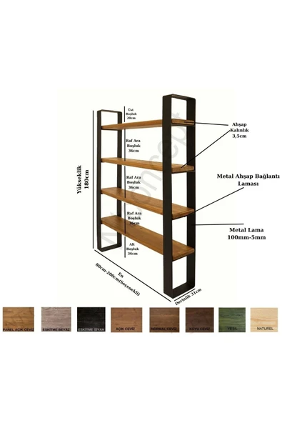 NT Concept Ntconcept Nia Masif Ağaç Kitaplık-vitrin(en 160cm) - Resim 2