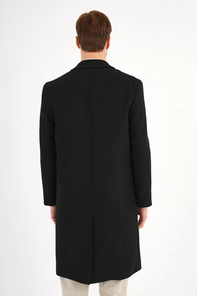 Nordic Siyah Erkek Kaşe Kaban - 4