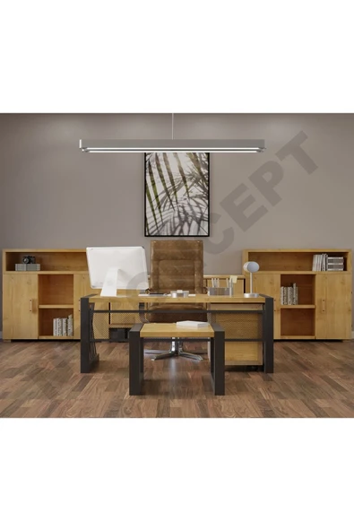 NT Concept Ntconcept Foe Doğal Ahşap Ofis Ve Çalışma Odası Takımı-180'lık Takım - Resim 2