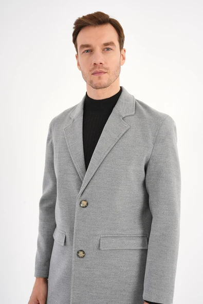 Nordic Gri Erkek Kaşe Kaban - 5