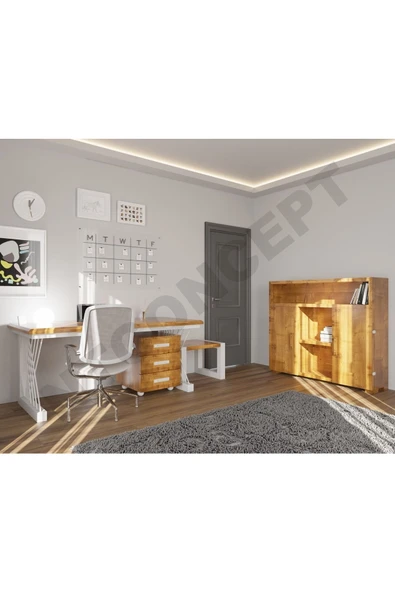 NT Concept Ntconcept Tue Doğal Ahşap Dörtlü Ofis Ve Çalışma Odası-220'lik Takım ürün görseli 1