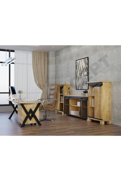 NT Concept Venüs Doğal Ahşap Ofis Ve Çalışma Odası-180'lik Takım ürün görseli 1