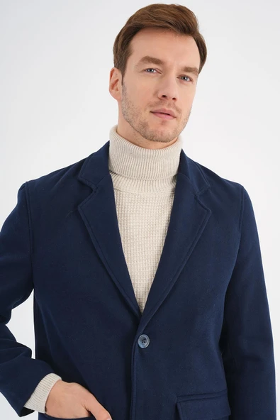 Nordic Lacivert Erkek Kaşe Kaban - 4