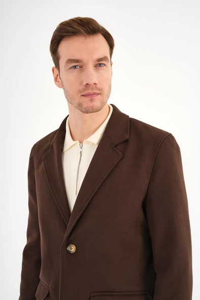 Nordic Kahverengi  Erkek Kaşe Kaban - 4