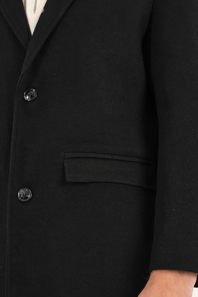 Nordic Siyah Erkek Kaşe Kaban - 5