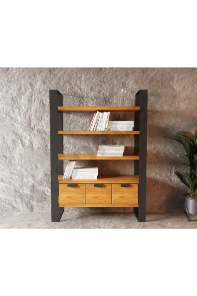 NT Concept Masif Ağaç Kitaplık-Vitrin(en 140cm) ürün görseli 1