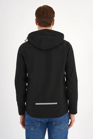 Shell Siyah Erkek Softshell Mont Kapüşonlu Comfort Fit - 3