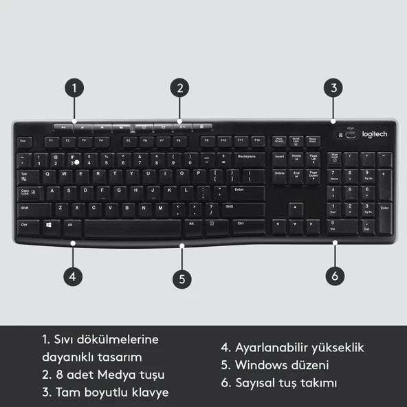 Logitech K270 920-003761 Q Kablosuz Klavye Teşhir - Resim 6