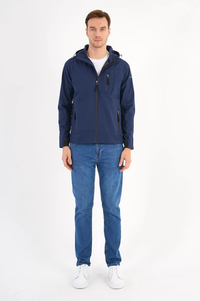 Shell Lacivert Erkek Softshell Mont Kapüşonlu Comfort Fit - 2